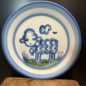 M.A. Hadley Lamb Dinner Plate -Country Scene Blue Design 11inches